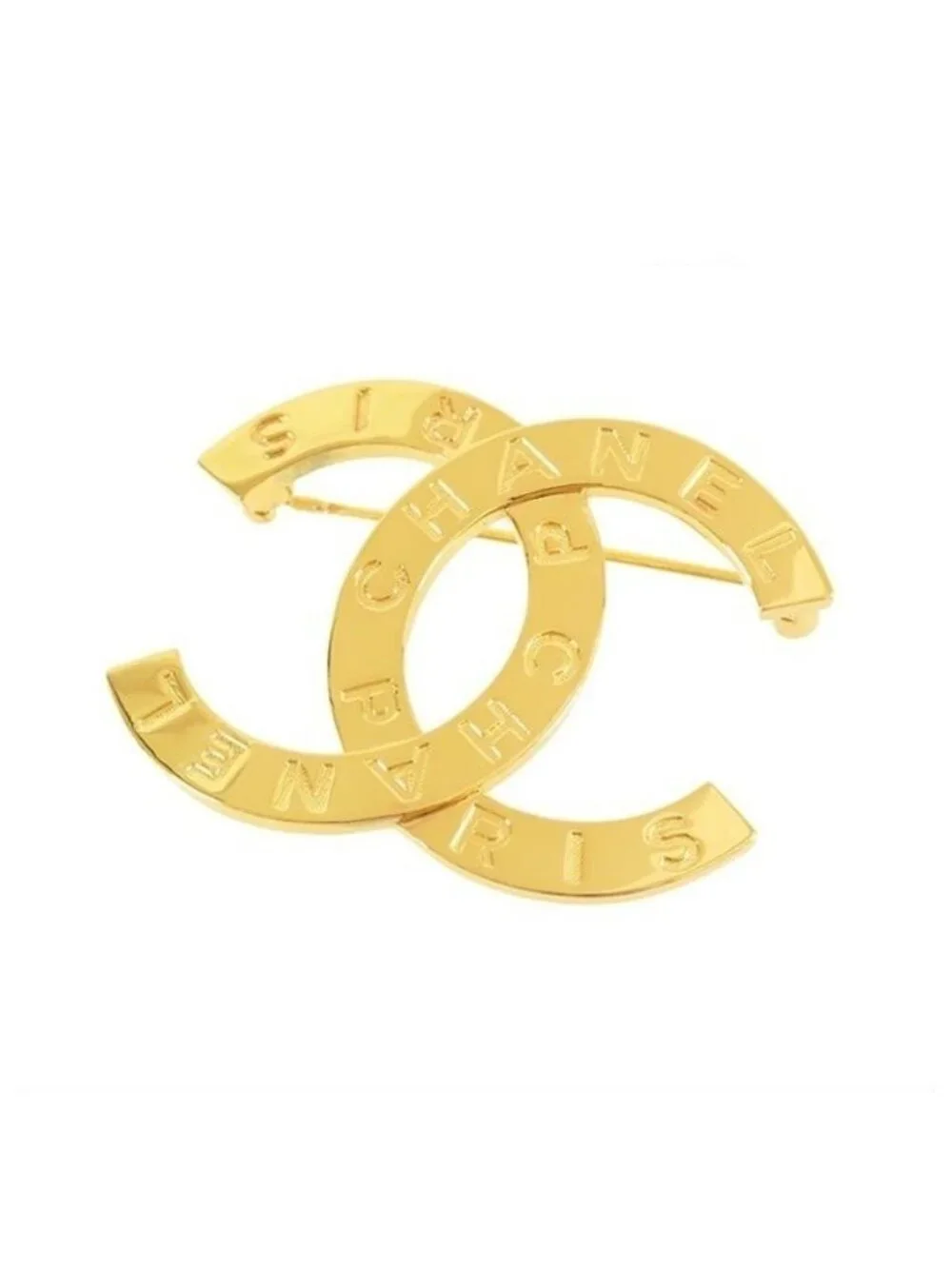 Chanel CC Logo Pin Brooch Gold Metal